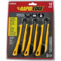 Rapid Edge®  3 Pack All Purpose 18mm Snap Knife with 9 Blades RPTRT0049 | ToolDiscounter